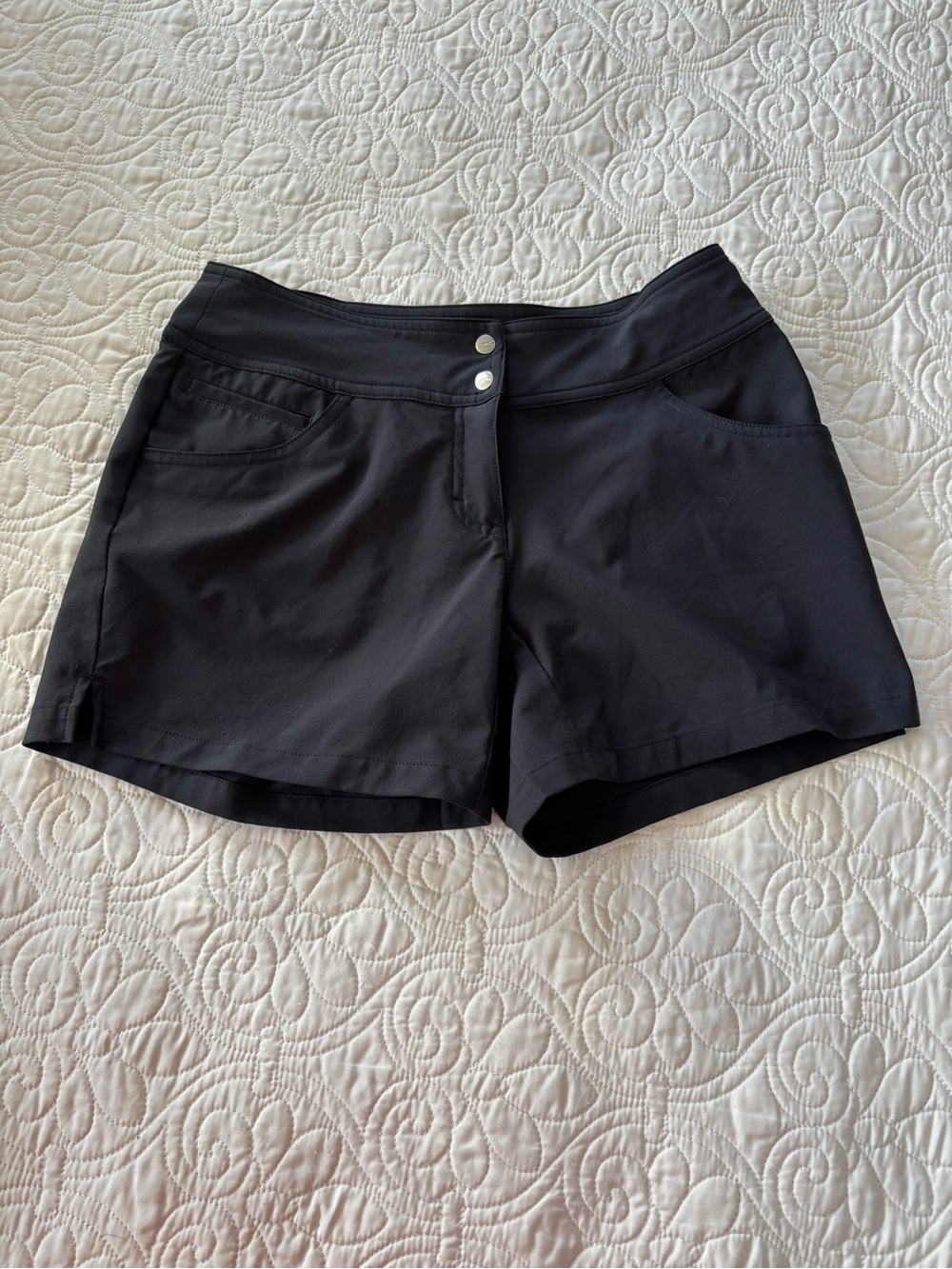 Slazenger Women's Black Golf Shorts with Double Button Waist and Side Pockets